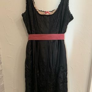 Black detailed dress with Pink Velvet Bow